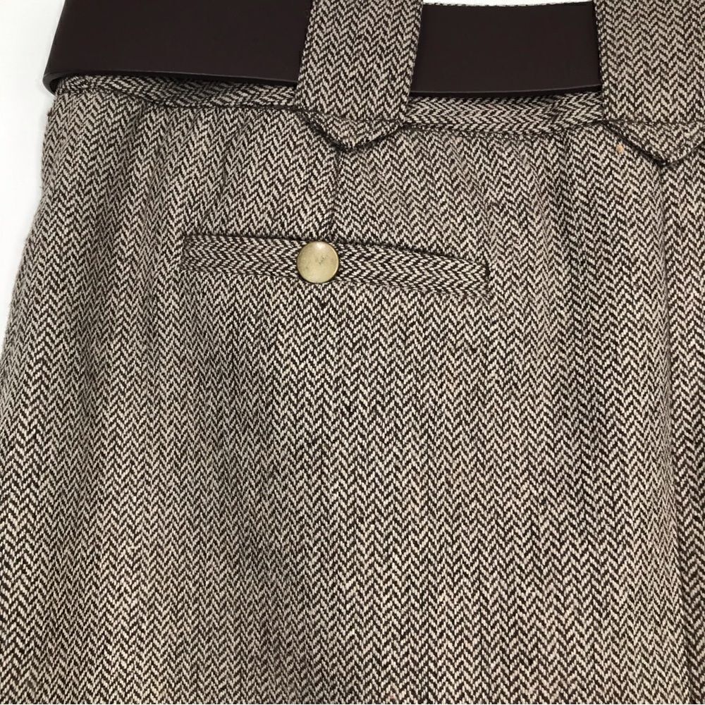 Fenn Wright Mason Brown Tweed Belted Mini Skirt - Picture 7 of 15